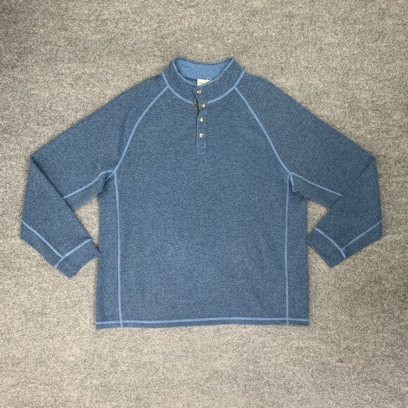 Tommy Bahama Sweater Mens XL Extra Large Cadet Copen Blue Reversible Snap Button - Picture 2 of 12